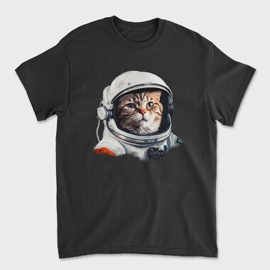 Realistic Astronaut Cat, Unisex Men's T-Shirt