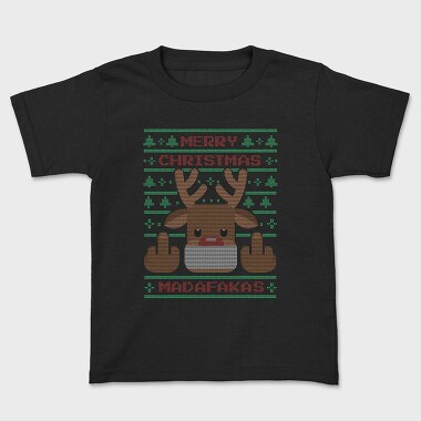 Reindeer Middle Finger Ugly Sweater, Kids' T-Shirt