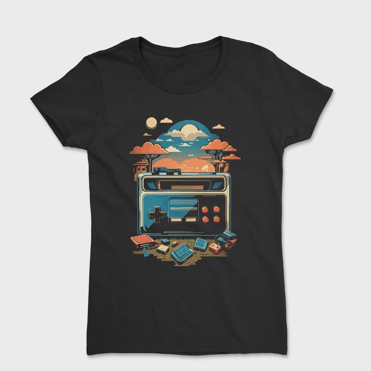 Retro Joystick Landscape, Дамска Тениска