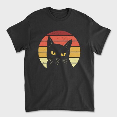 Unisex Men's T-Shirt, Retro Sunset Cat
