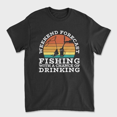 Retro Sunset Drink and Fishing, Unisex Men's T-Shirt