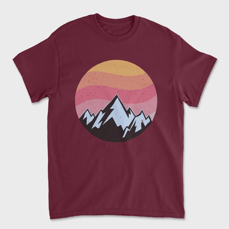 Retro Sunset Mountain, Унисекс Мъжка Тениска