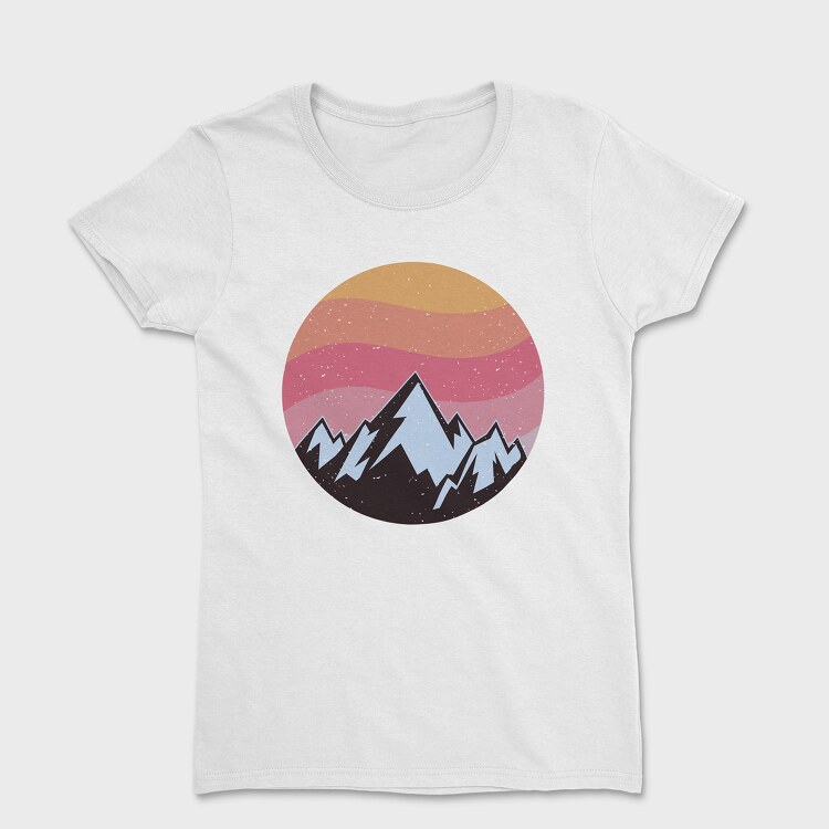 Retro Sunset Mountain, Дамска Тениска