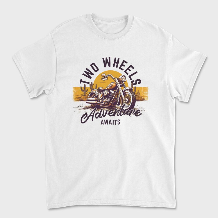 Motorcicle Adventure Two Wheels, Unisex Men's T-Shirt