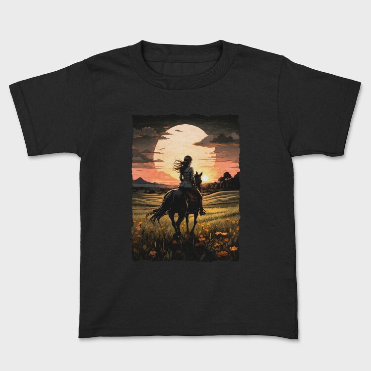 Rider Girl on Horse, Kids' T-Shirt