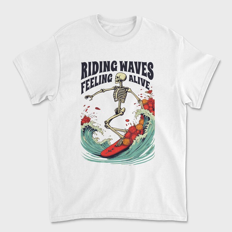 Riding Waves Feeling Alive, Унисекс Мъжка Тениска
