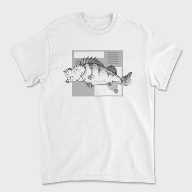 River Perch Sketch, Unisex Men's T-Shirt