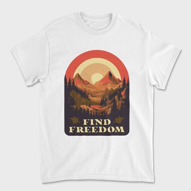 Унисекс Мъжка Тениска, Mountain Sun Find Freedom