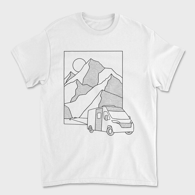 Mountain Van Monochrome, Унисекс Мъжка Тениска
