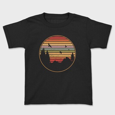 Mountains and Tree Retro Sunset, Детска Тениска