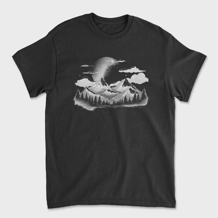 Mountains With the Moon, Unisex Men's T-Shirt