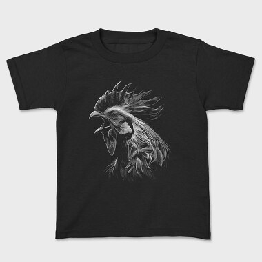 Rooster Head Monochrome, Kids' T-Shirt