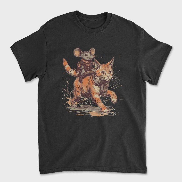 Mouse Cowboy Cat, Unisex Men's T-Shirt