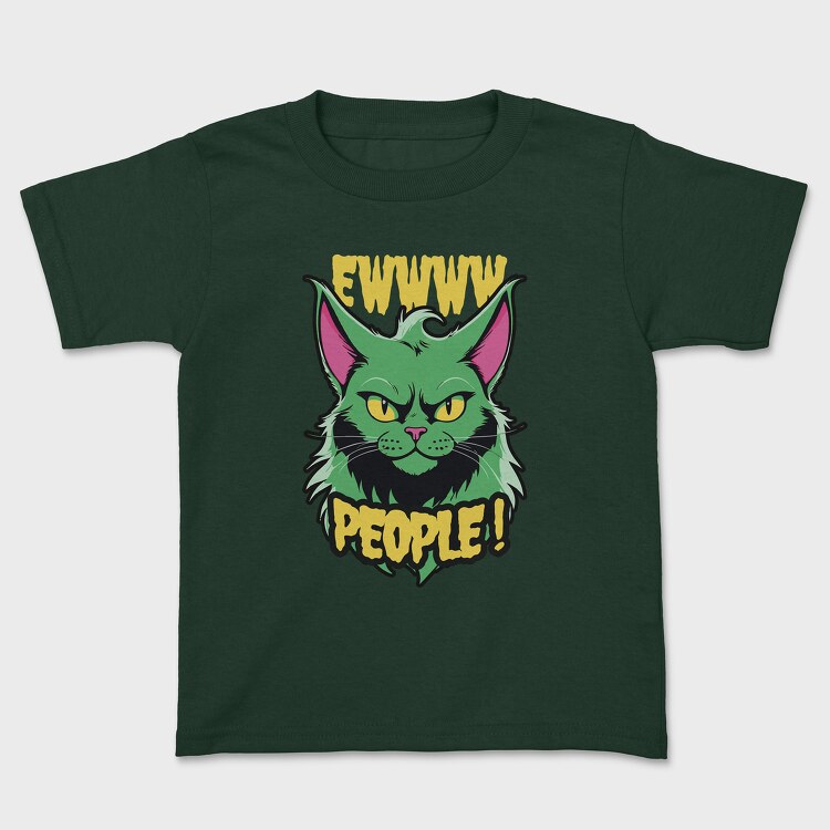 Ew People Green Cat, Kids' T-Shirt