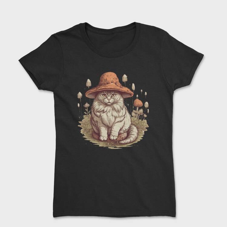 Mushroom Cat Hat, Дамска Тениска