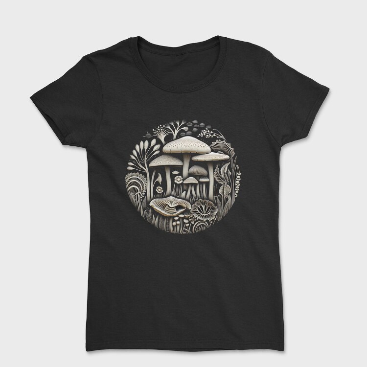 Mushroom Vinil Engraving, Women's T-Shirt