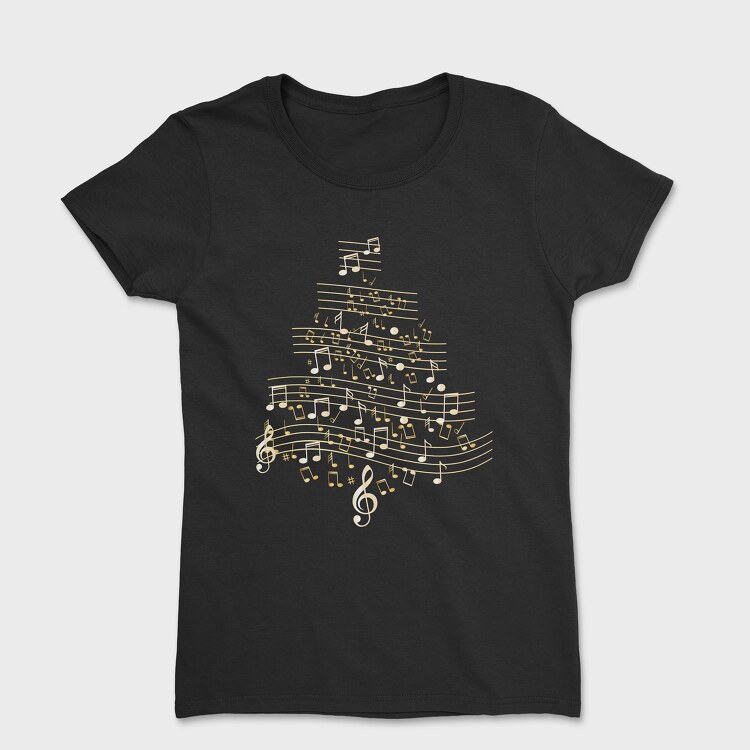 Music Christmas Tree, Дамска Тениска
