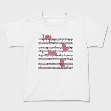 Music Sheet Cats, Kids' T-Shirt