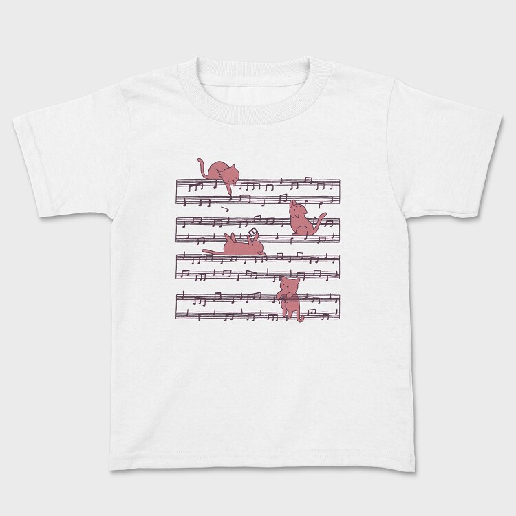 Music Sheet Cats, Kids' T-Shirt
