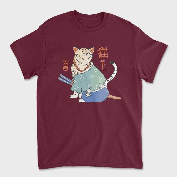 Samurai Cat Traditional, Унисекс Мъжка Тениска