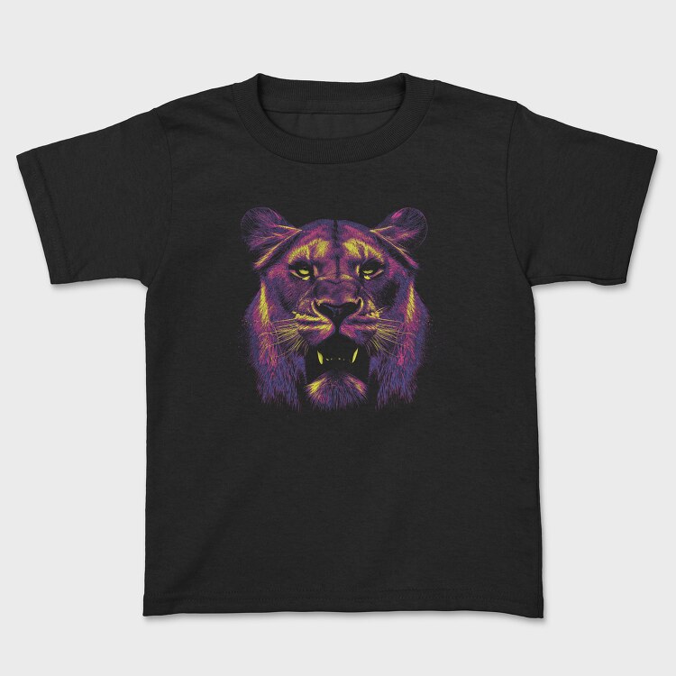 Neon Lion, Kids' T-Shirt