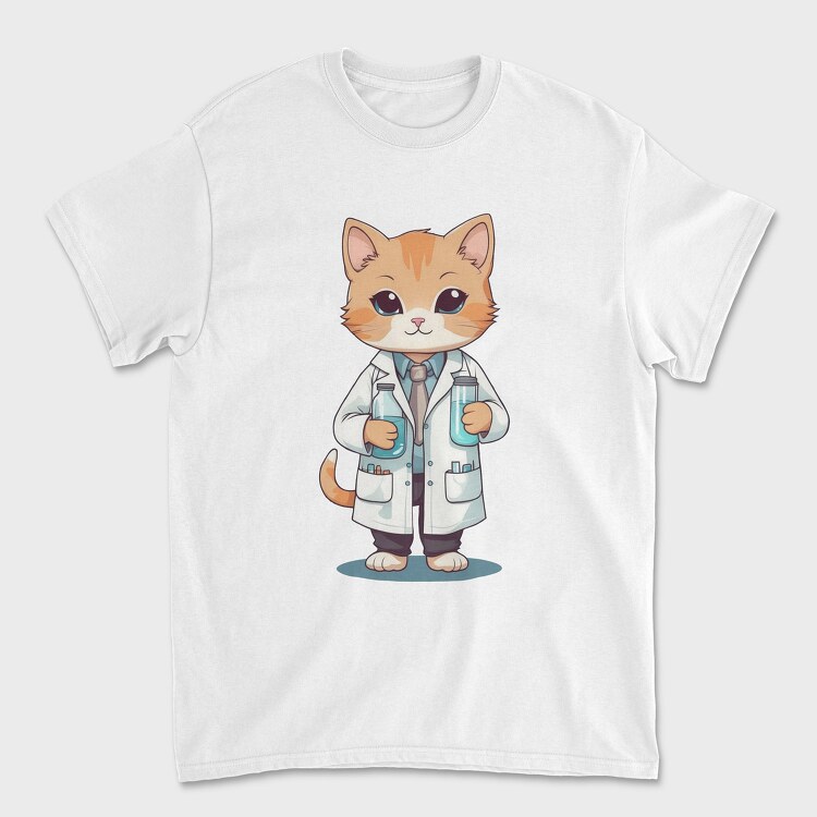 Scientist Cat, Unisex Men's T-Shirt