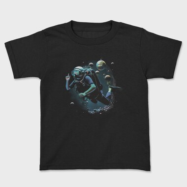 Sea Diver Diving Between Planets, Kids' T-Shirt
