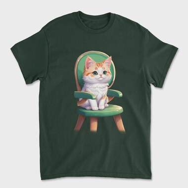 Sitting Cat on Chair, Unisex Men's T-Shirt