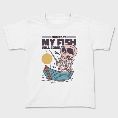 Skeleton Fishing, Kids' T-Shirt