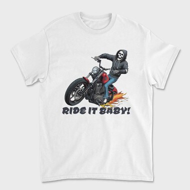 Skeleton Flames Moto, Unisex Men's T-Shirt