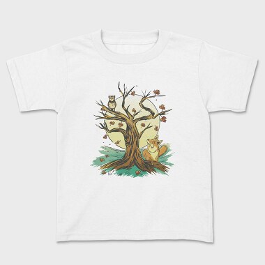 Owl Fox Tree, Kids' T-Shirt