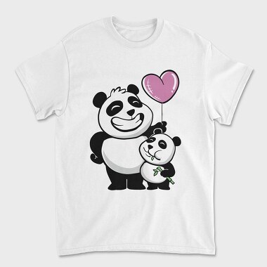 Panda Bears Balloon, Unisex Men's T-Shirt