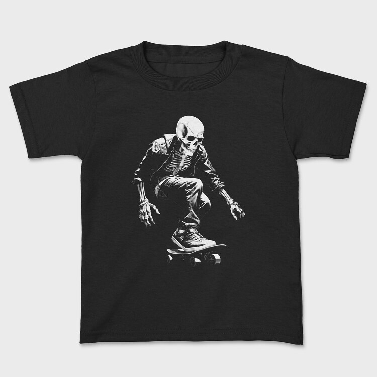 Skeleton Skater Monochrome, Kids' T-Shirt