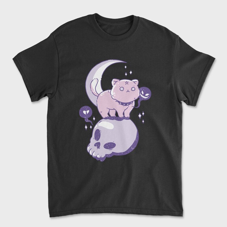 Pastel Goth Cat Skull, Unisex Men's T-Shirt