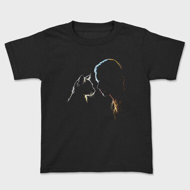Person and Cat, Kids' T-Shirt