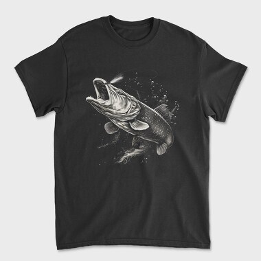 Pike Fish Monochrome, Unisex Men's T-Shirt