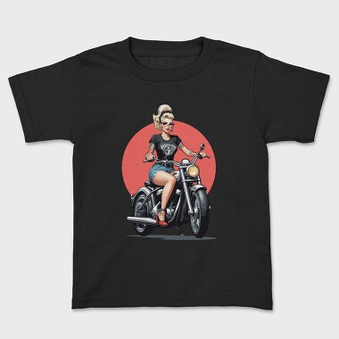 Pin Up Girl Bike, Kids' T-Shirt