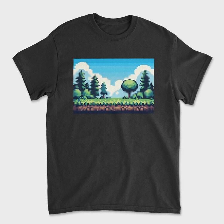 Pixel Art Landscape, Unisex Men's T-Shirt