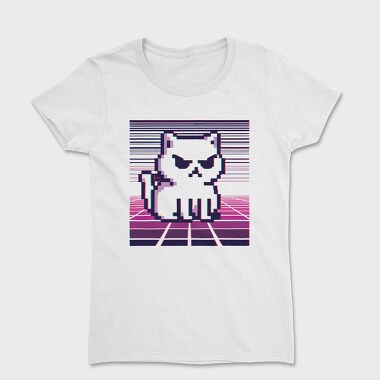 Pixel White Cat, Women's T-Shirt