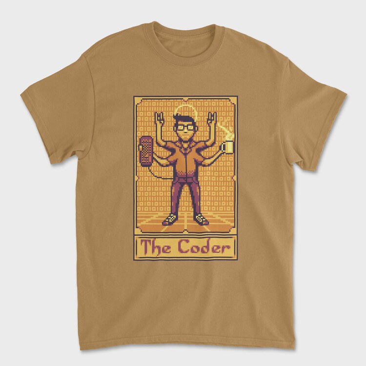 Pixelart Tarot Card the Coder, Унисекс Мъжка Тениска