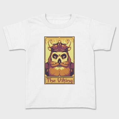 Pixelart Tarot Card the Viking, Kids' T-Shirt