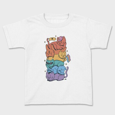 Pride Stack of Cats, Kids' T-Shirt