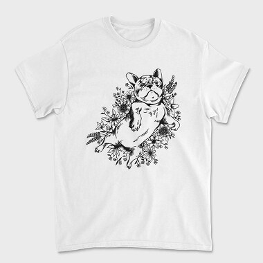 Unisex Men's T-Shirt, Pug Flowers