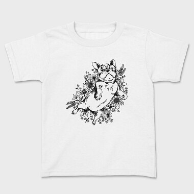 Pug Flowers, Kids' T-Shirt