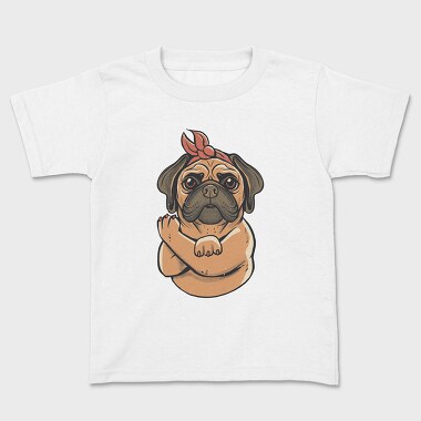 Pug Strong Woman, Kids' T-Shirt