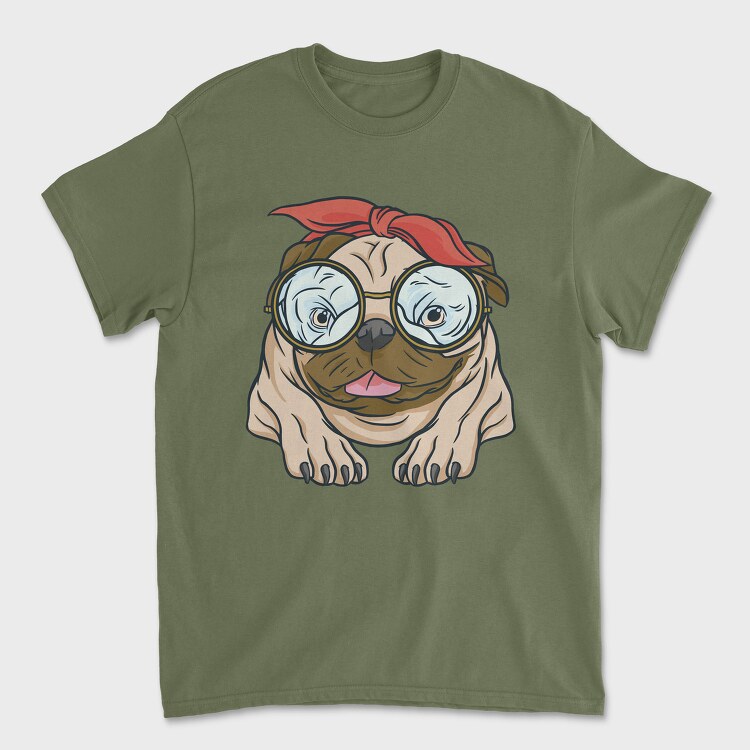 Pug With Glasses, Unisex Men's T-Shirt