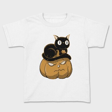 Pumpkin and Cute Black Cat, Kids' T-Shirt