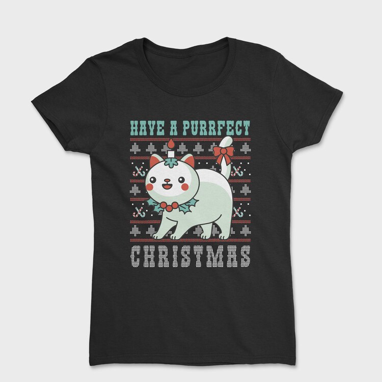 Purrfect Christmas Ugly Sweater, Women's T-Shirt