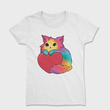 Rainbow Cat Heart, Women's T-Shirt