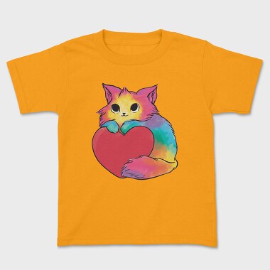 Rainbow Cat Heart, Kids' T-Shirt